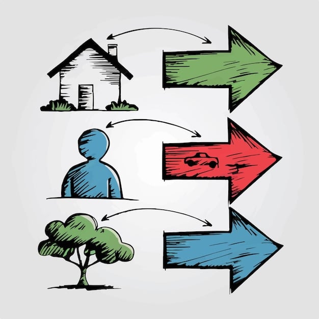 A detailed infographic showing multiple arrows pointing towards a single house, each arrow representing a different source of pollution (e.g., factory, highway, power plant), illustrating the concept of cumulative impact on a community. Statistics on health disparities are subtly overlaid.