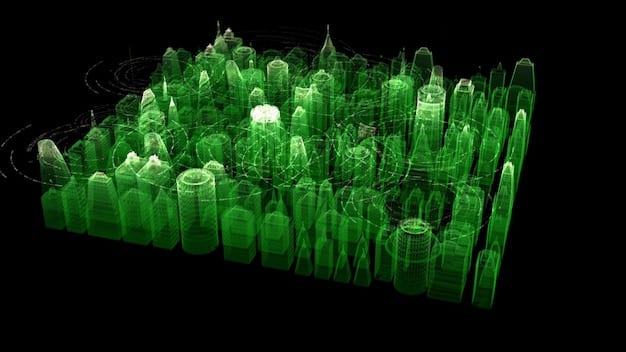 A detailed graphical representation showing economic trends like investment growth and job creation in environmental technology sectors, with a background of green infrastructure.