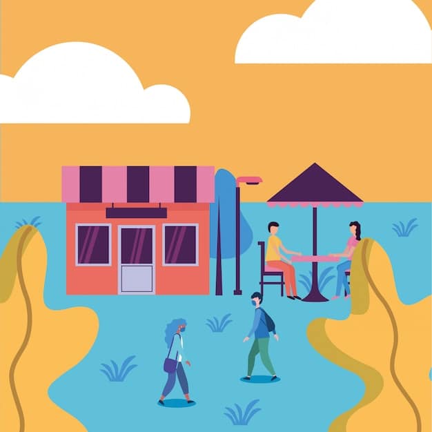 A community clinic tent surrounded by muddy floodwaters, with people receiving medical care, illustrating healthcare challenges post-flood.